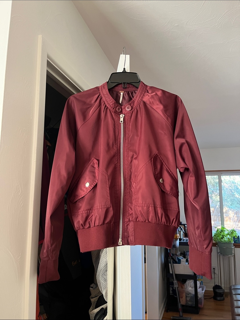 Free people midnight bomber jacket - wine red jacket size small